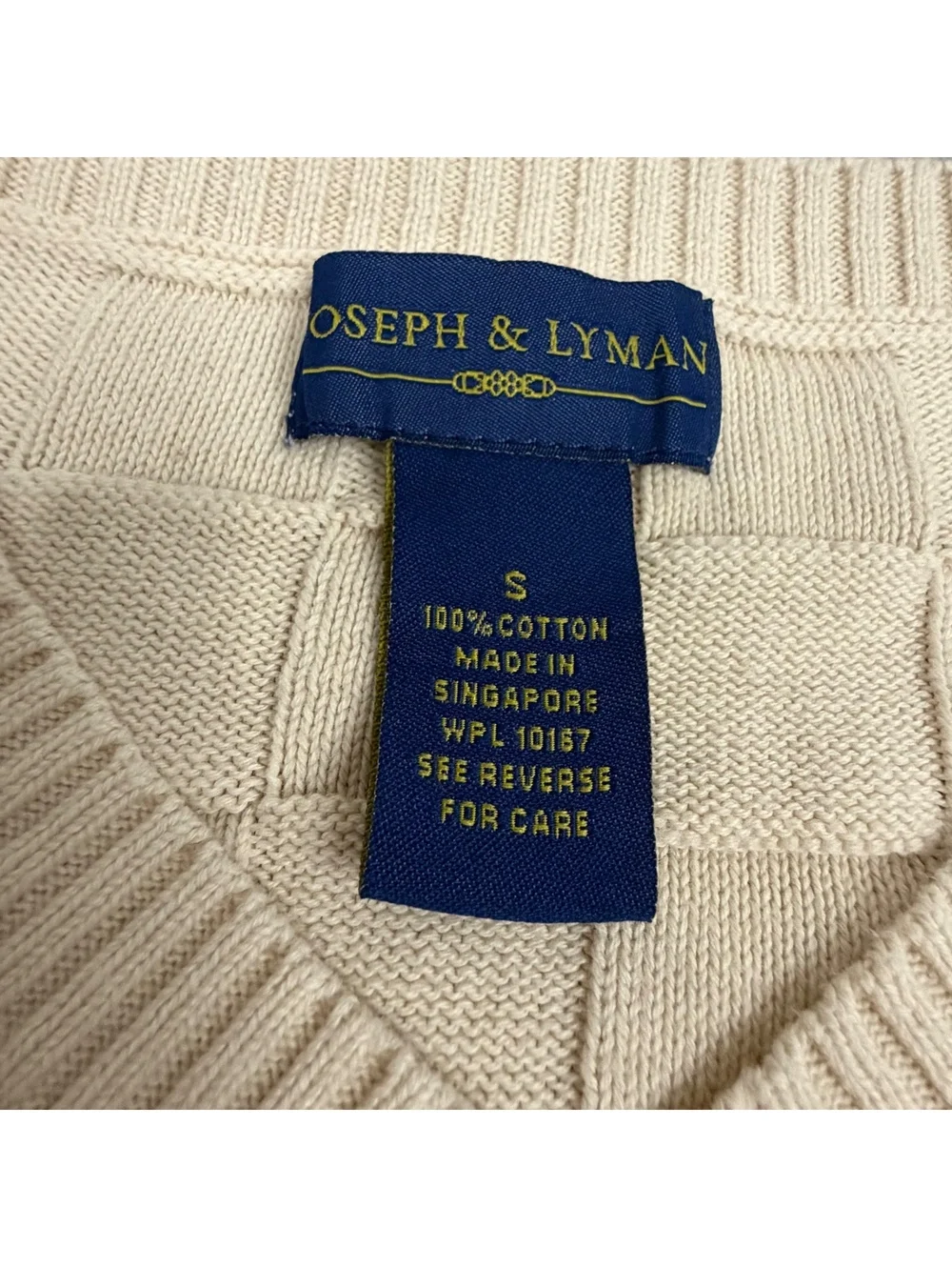Joseph & Lyman Cream Basketweave Sweater Vest Small 100% Cotton Preppy